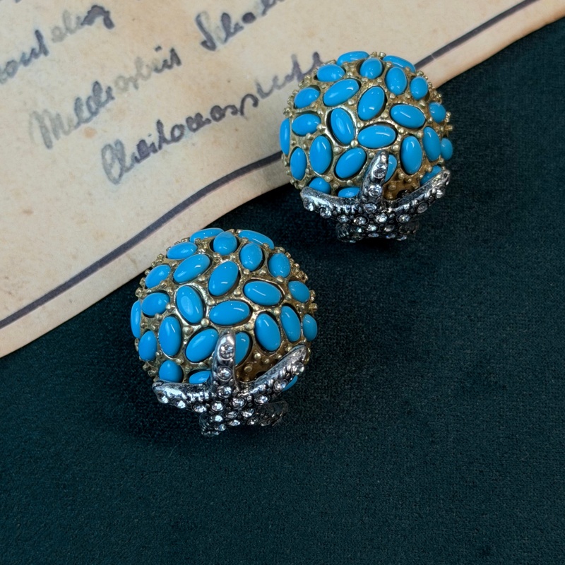 Vintage Fashion Trends 2026 - Vintage Starfish Turquoise Ball Earrings For