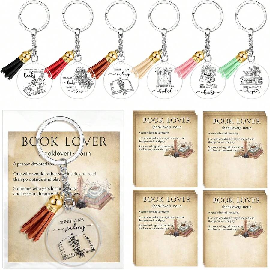 Vintage Fashion Books - 12pcs Vintage Book Lover Keychains With