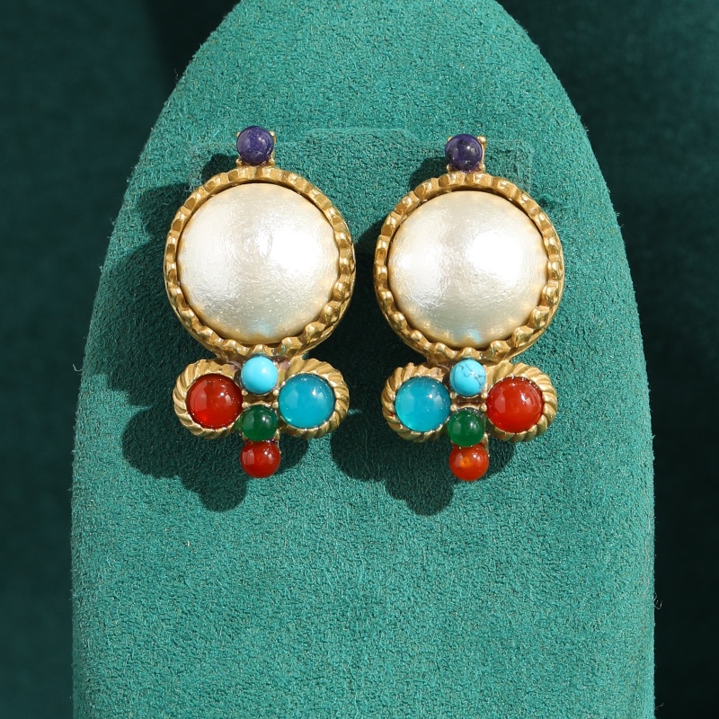 Vintage Fashion Jewelry Brands - Vintage Cotton Half Ball Pearl Earrings