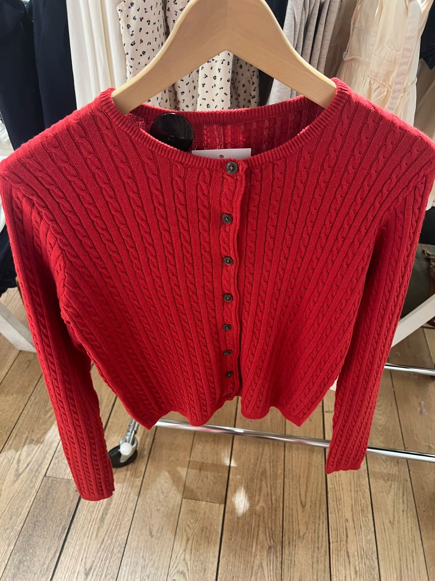 New Red Twist flower Knitted S – Crop Cardigan Vintage Bewertung und Preis
