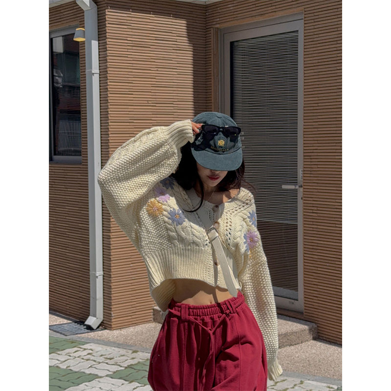 MEXZT Y2K Floral Knitted Cardi – Crop Cardigan Vintage Bewertung und Preis