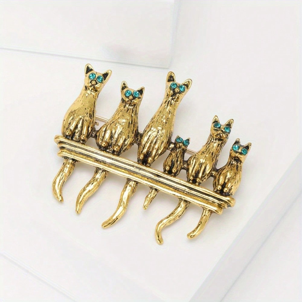 Vintage Gold-Tone Cat Family B – Vintage Fashion Enthusiasts Bewertung und Preis