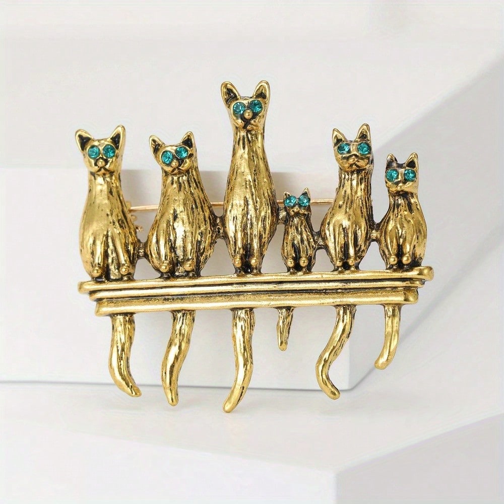 Vintage Gold-Tone Cat Family B – Vintage Fashion Enthusiasts Bewertung und Preis