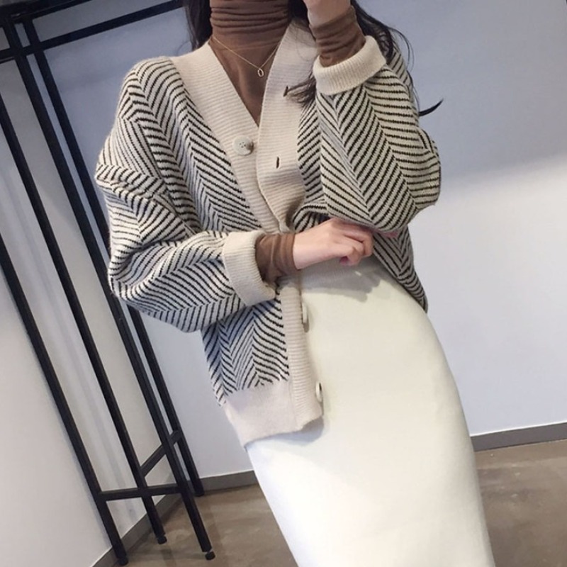 Autumn Winter Fashion Striped  – Crop Cardigan Vintage Bewertung und Preis