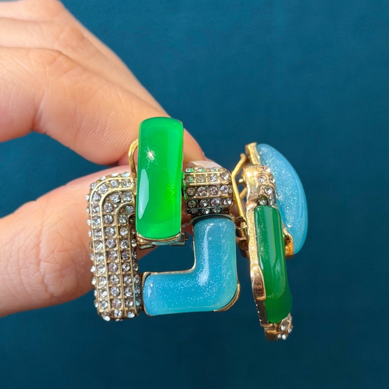 Vintage Blue Glass Green Geome – Vintage Fashion Jewelry Brands Bewertung und Preis