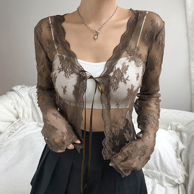 Women See Through Lace Mesh Sh – Crop Cardigan Vintage Bewertung und Preis