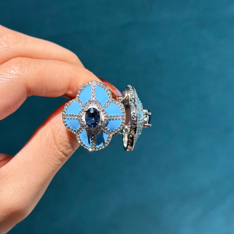 Vintage Four Leaves Blue Stud  – Vintage Fashion Jewelry Brands Bewertung und Preis